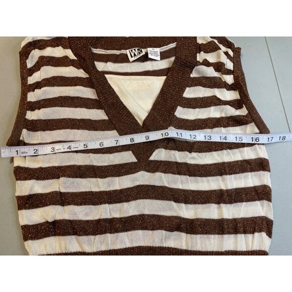 Vintage 90s WR Copper Sparkle Stretch Knit Pullover Cap Sleeve Top Sz LP - Picture 6 of 9